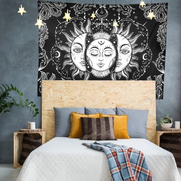 Bohemisk polyester väggbonad för sovrumsinredning, 150x200cm, Boho stil väggkonstpanel