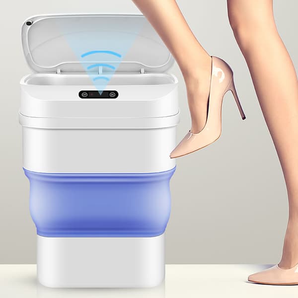 Beröringsfri 17,5L Smart Papperskorg i Plast med Rörelsesensor, Vikbart Lock, för Kök