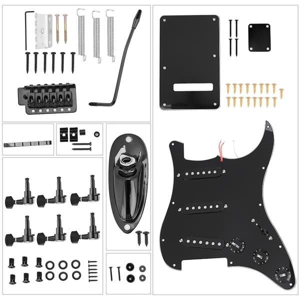 1 set DIY elgitarrkit Plektrumskydd Bakre kåpa Brosystem för ST-stil gitarrer