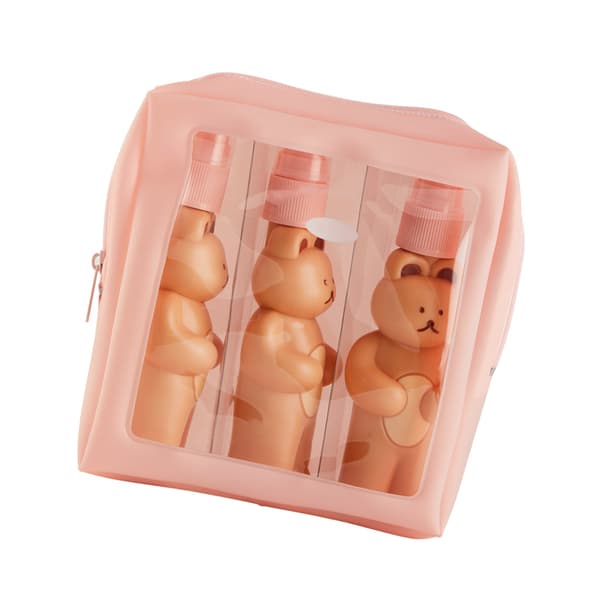 Björndesign Reseflaskor Set med Vattentät Väska - 2 Klämflaskor, 1 Sprayflaska