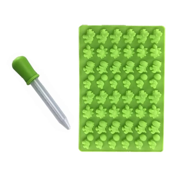Grøn Dinosaur Silikoneform Sæt - 48 Mini Gummi Bageforme til Kage, Mousse, Budding, Chokolade