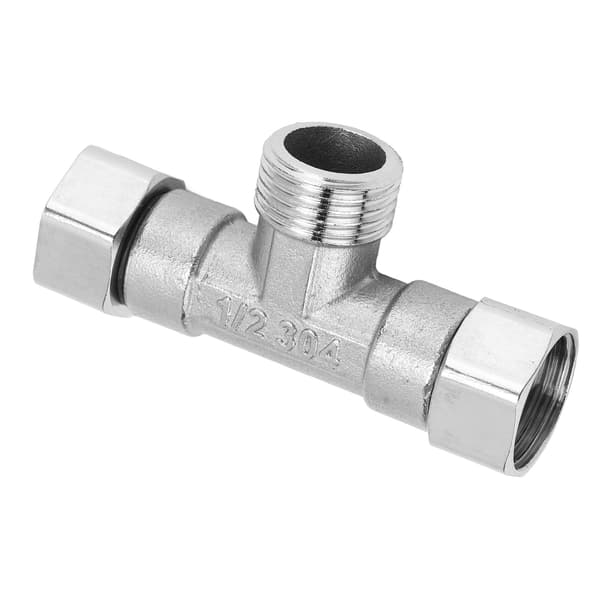 Rustfrit stål 3-vejs T-adapter G1/2 indvendigt gevind rørfitting til vand, luft, hydrauliske systemer