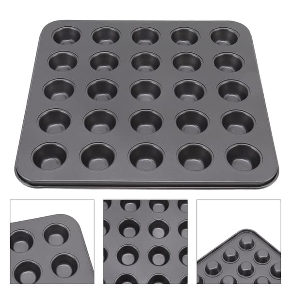 Nonstick Mini Cupcakeforme Kulstofstål Bageplade til Småkager Brød, 25-hulrum
