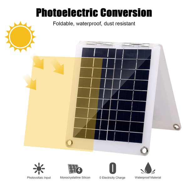 Bærbart solcelleopladerpanel 21W foldbart hurtigopladningssæt til camping, vandreture, powerbank