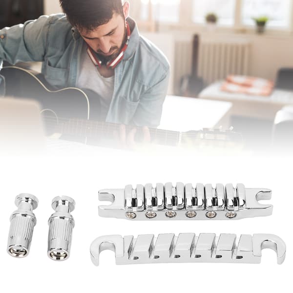 Delad gitarrbrygga Zinklegering Individuellt justerbar 10,4 mm gitarrsträng genom bryggbyte för LP Silver