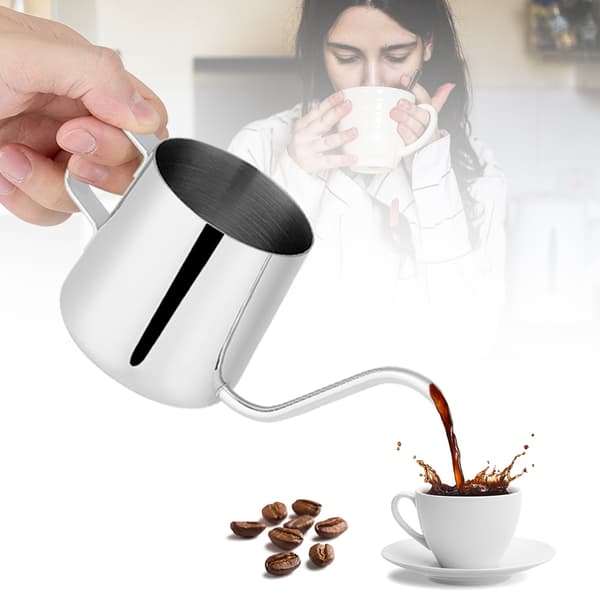 Svansehalskedel i rustfrit stål til Pour-Over kaffe Teværktøj (Sølv, 250 ml)