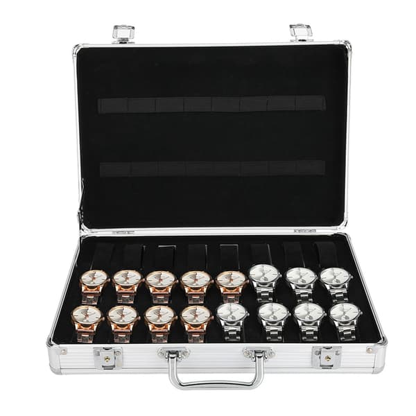24 Gitre Aluminiumlegering Kuffert Ur Display Opbevaringsboks Ur Organizer Etui