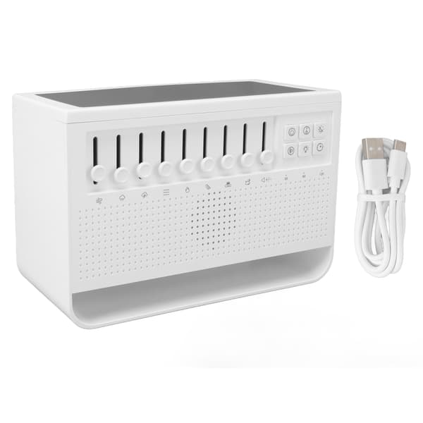 Flamlös Aroma Diffuser USB White Noise Machine, Simulerad Eld Doft Luftfuktare för Hemmakontor, Vit