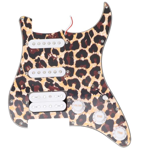 Vit laddad Plektrumskydd Pickups Set Tillbehör för Elgitarr (Tiger Stripe)