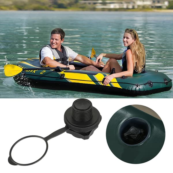 Udskiftning af luftventil til gummibåd - 22,9 mm udvendig diameter, sort plast, universel pasform