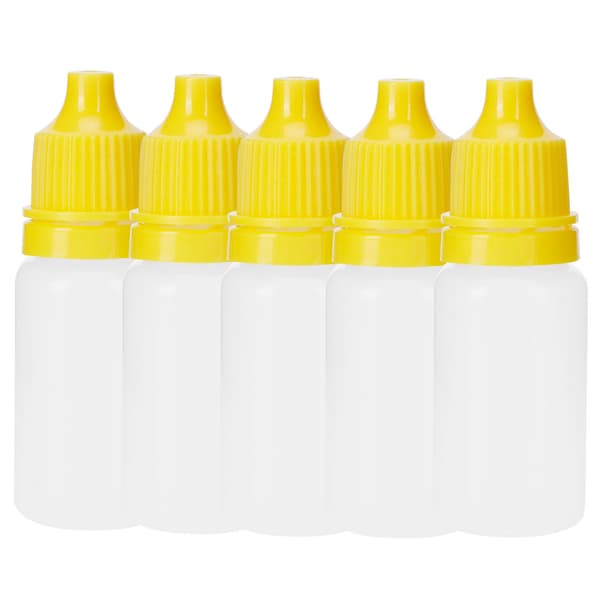 50-pack 10 ml ögondroppsflaskor, bärbara klämbara tomma droppbehållare med pluggar, lock, gul