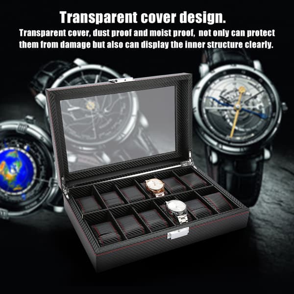 12 Gitre Ur Display Opbevaringsboks Ur Organizer Etui PU Læder