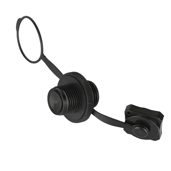 Udskiftning af luftventil til gummibåd - 22,9 mm udvendig diameter, sort plast, universel pasform