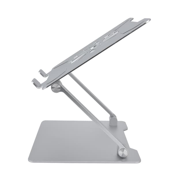 Justerbar bærbar computerstativ i aluminiumslegering, ergonomisk bærbart computerstativ med køleventil, sølv, multi-højde