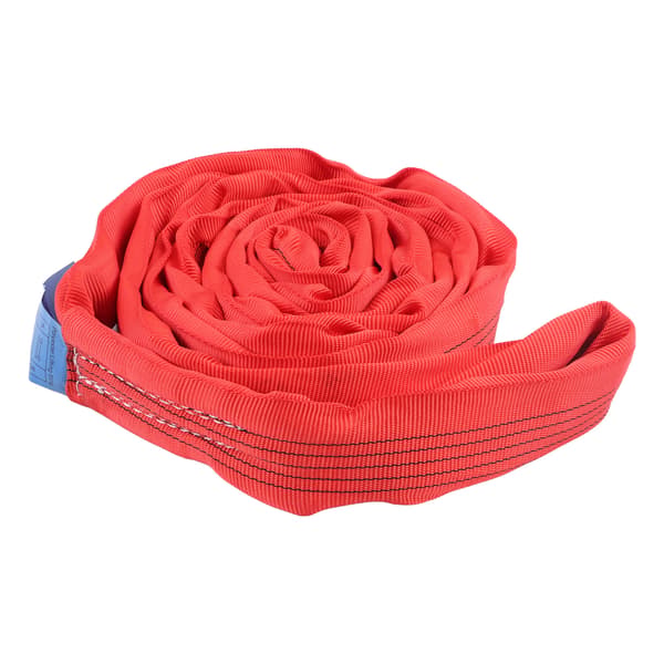 5T 2M Rigging Lyftrem Flexibel Förstärkt Dubbelögla Spänne Polyester Kran Lyftrep Röd