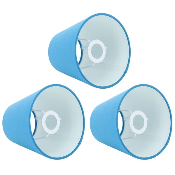 Modernt lampskärmsset i blått tyg för E14-lampor - 3-pack