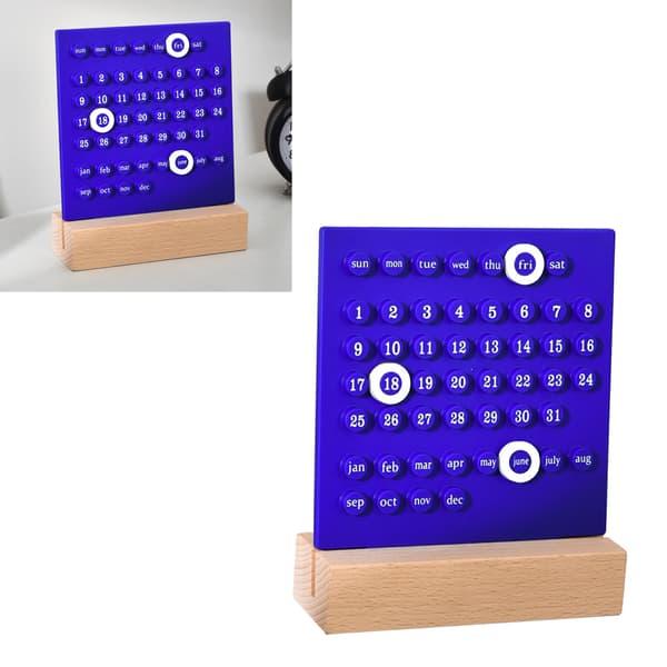 Träkalender för barn DIY handdriven utvecklar planeringsförmåga evighetskalender för hemmet blå