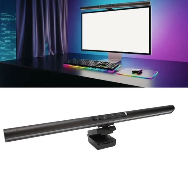Computerskærmlampe Professionel Touch Control 5 Farvetemperaturjustering Computerskærm Lysbjælke Sort