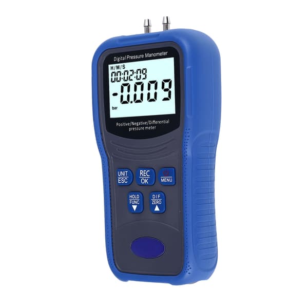 Digital Manometer Hög Noggrannhet 11 Enheter LCD Bakgrundsbelyst Luft Differentialtryckmätare