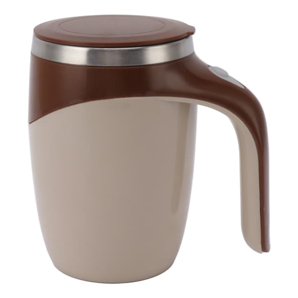 Självrörande kaffemugg, batteridriven magnetisk mixerkopp, elektrisk blenderkopp med innerfoder i rostfritt stål, brun