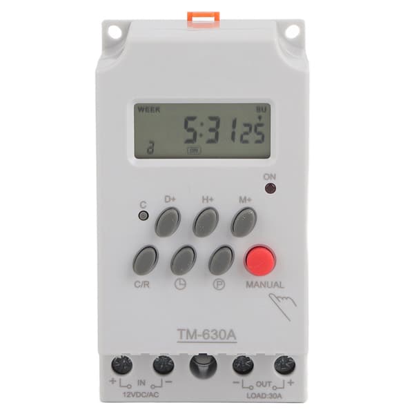 12V DC Mini LCD Digital Timer Switch TM630A, Programmerbar Stikkontakt, 16A, Daglig Cyklus, Hjemmeautomatisering