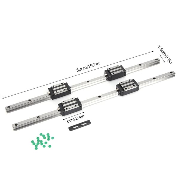 2 stk. 500 mm lineær gliderail HG15 + 4 stk. HGH15 lejevogn, sort