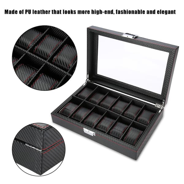 12 Gitre Ur Display Opbevaringsboks Ur Organizer Etui PU Læder