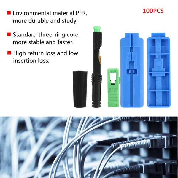 100 st SC/APC Fiberoptisk Snabbkopplingsadapterkit - Rak Plugg, Snabbanslutning