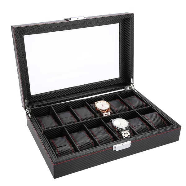 12 Gitre Ur Display Opbevaringsboks Ur Organizer Etui PU Læder