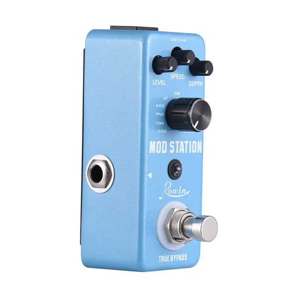 Rowin Gitarr Effektpedal MOD Station Gitarrpedal 11 Lägen Gitarr Effektpedal och LEVEL/SPEED/DEPTH Kontrollrattar med True Bypass DC 9V 6.35mm In