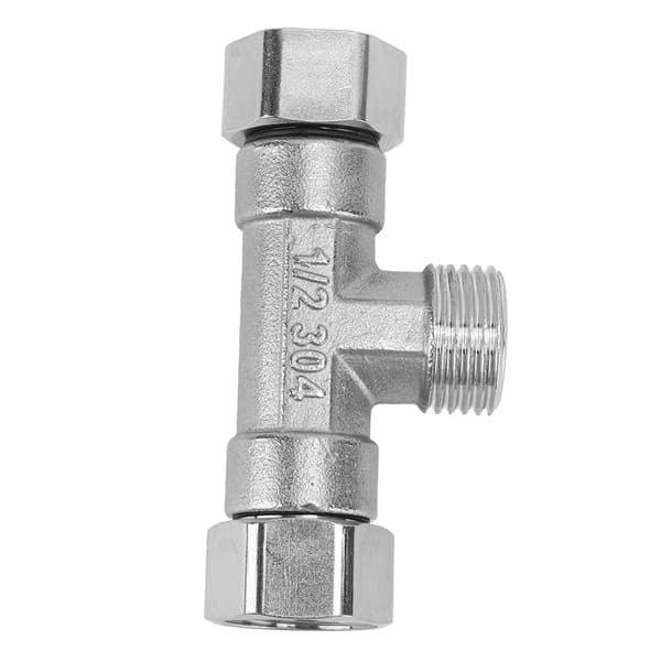 Rustfrit stål 3-vejs T-adapter G1/2 indvendigt gevind rørfitting til vand, luft, hydrauliske systemer