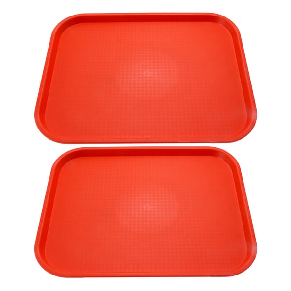 2-pack stapelbara serveringsbrickor Lättviktiga halkfria PP rektangulära cateringbrickor för restauranger kaféer orange