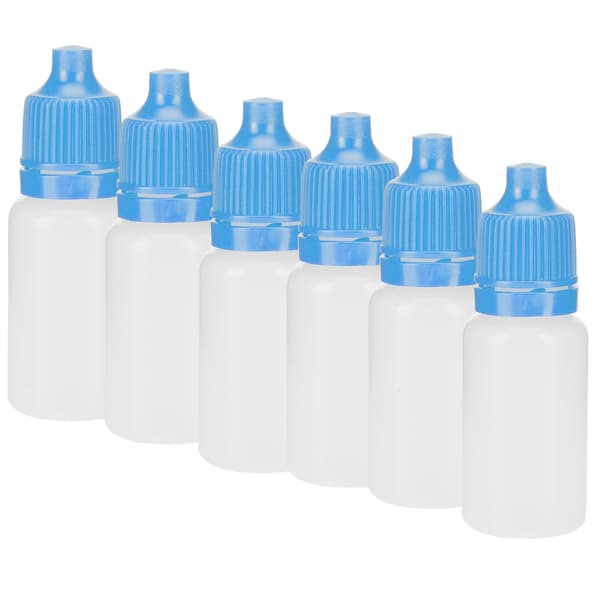 50-pack 5 ml tomma ögondroppsflaskor, klämbara vätskebehållare med blåa lock
