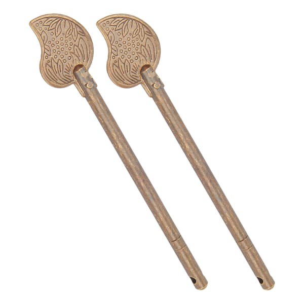 2-pak retro messing dørstop låsestift 11 cm bladformet skabslås