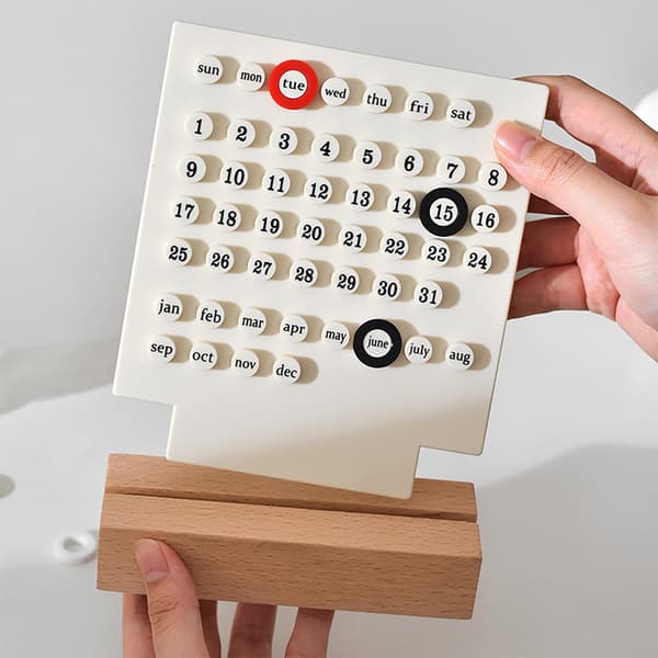 Trä DIY Barn Evighetskalender - Förbättra Planeringsförmåga, Handdriven, Vit Heminredning