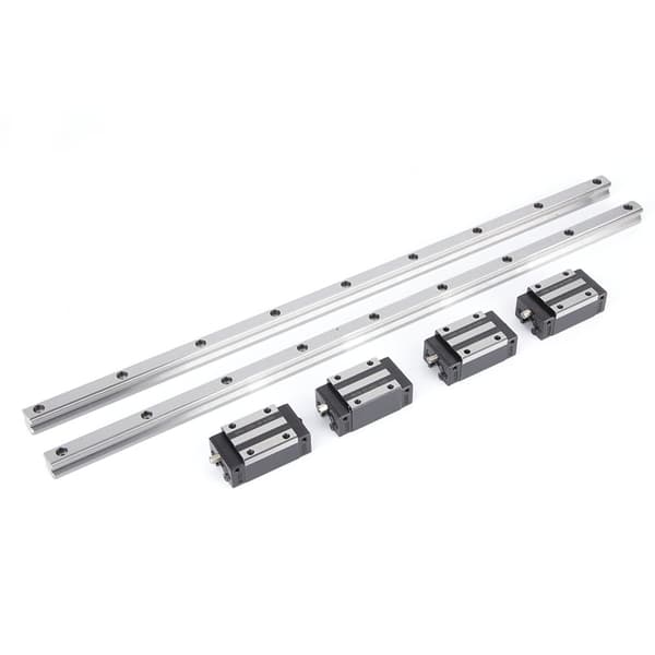 2 stk. 500 mm lineær gliderail HG15 + 4 stk. HGH15 lejevogn, sort