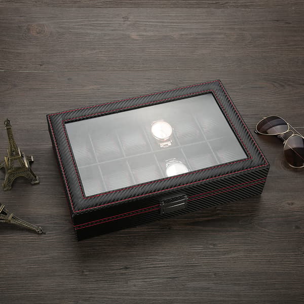 12 Gitre Ur Display Opbevaringsboks Ur Organizer Etui PU Læder