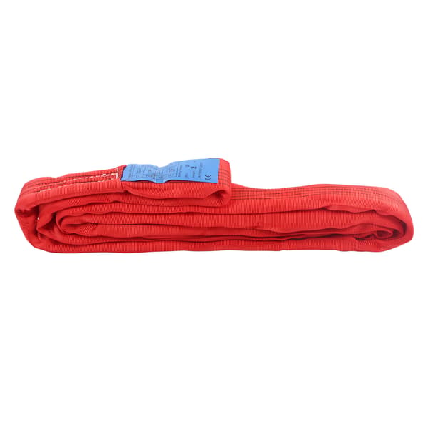 5T 2M Rigging Lyftrem Flexibel Förstärkt Dubbelögla Spänne Polyester Kran Lyftrep Röd