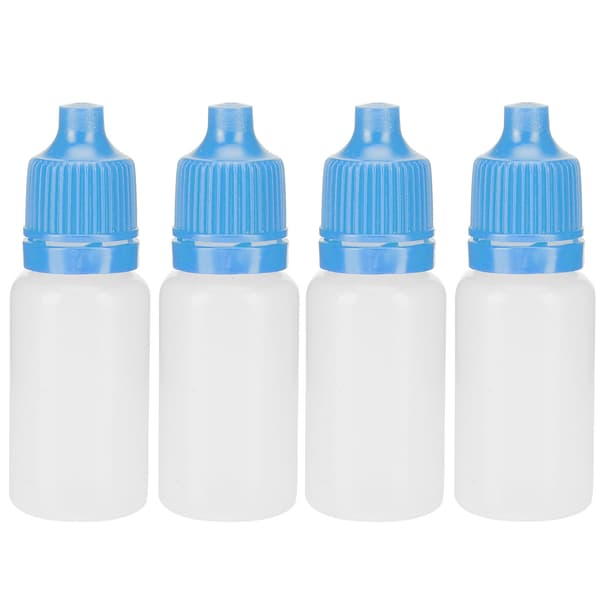50-pack 5 ml tomma ögondroppsflaskor, klämbara vätskebehållare med blåa lock