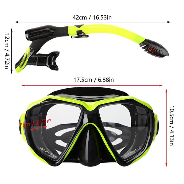 TUO Anti-imma dykmask snorkelset fullt torrt rör undervattenssimutrustning