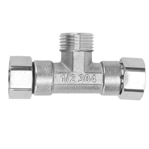 Rustfrit stål 3-vejs T-adapter G1/2 indvendigt gevind rørfitting til vand, luft, hydrauliske systemer