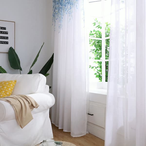 Skira Voile Gardinlängder i Polyester för Sovrum och Vardagsrum (Blå)