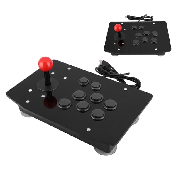 Arcade Fighting Stick Joystick 8-knaps Gamepad Controller til PC, Sort