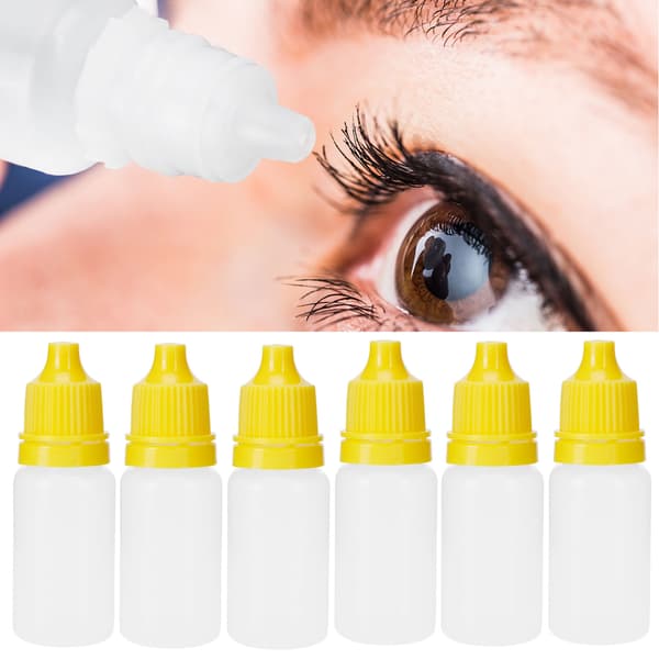 50-pack 10 ml ögondroppsflaskor, bärbara klämbara tomma droppbehållare med pluggar, lock, gul
