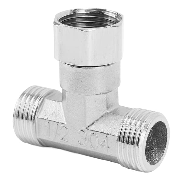 3-vejs T-fitting 304 rustfrit stål G1/2 indvendigt gevind rørforbinder til vand og luft