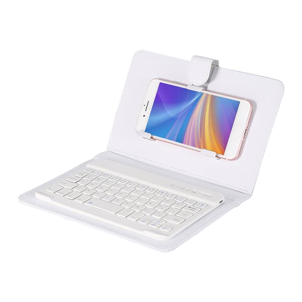 Trådløst Bluetooth-tastaturcover til iOS/Android-telefoner - Hvid