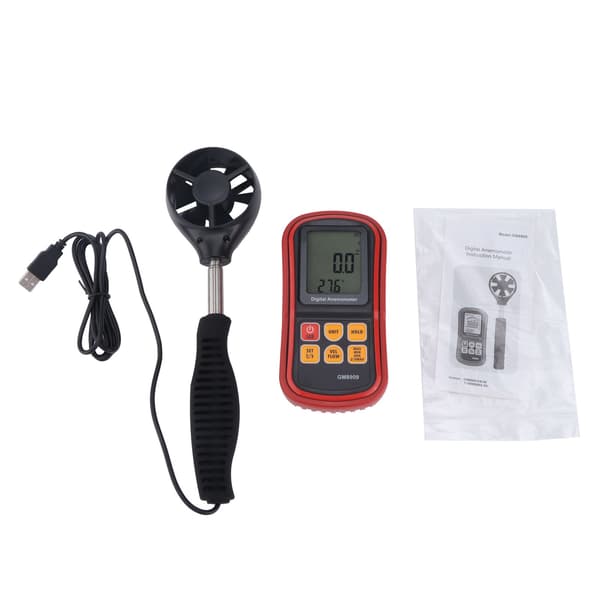 GM8909 Anemometer Multifunktionell Digital Display Datahållande Handhållen Vindriktningsanemometer