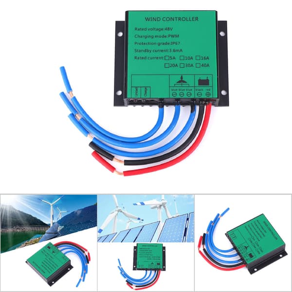 PWM Vindmølleregulator 48V 600W 15A, Vandtæt Aluminiumlegering LED Display Ladecontroller