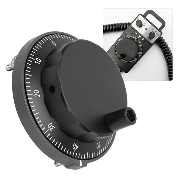 5V 80mm 6-bens CNC Pulser Sort Håndhjul 100PPR Manuel Pulsgenerator Roterende Encoder