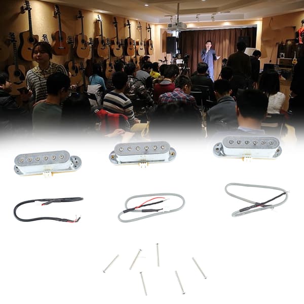 3 st elgitarr-pickuper 48 50 52 mm passiv design enkelspole lågbrusig silver gitarr-pickup-set